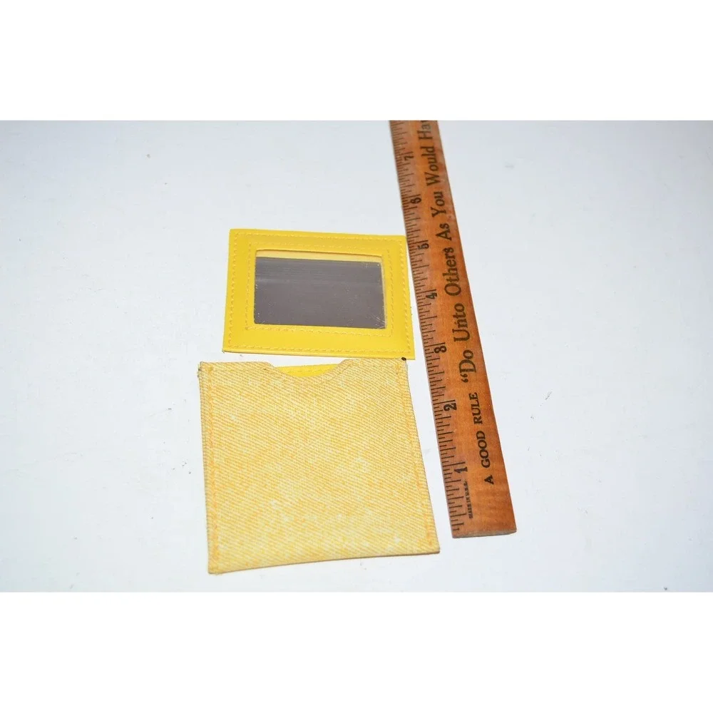 Vtg Clinique Bright Yellow Travel Purse Sliding Mirror pouch‎ NOS Set of 2